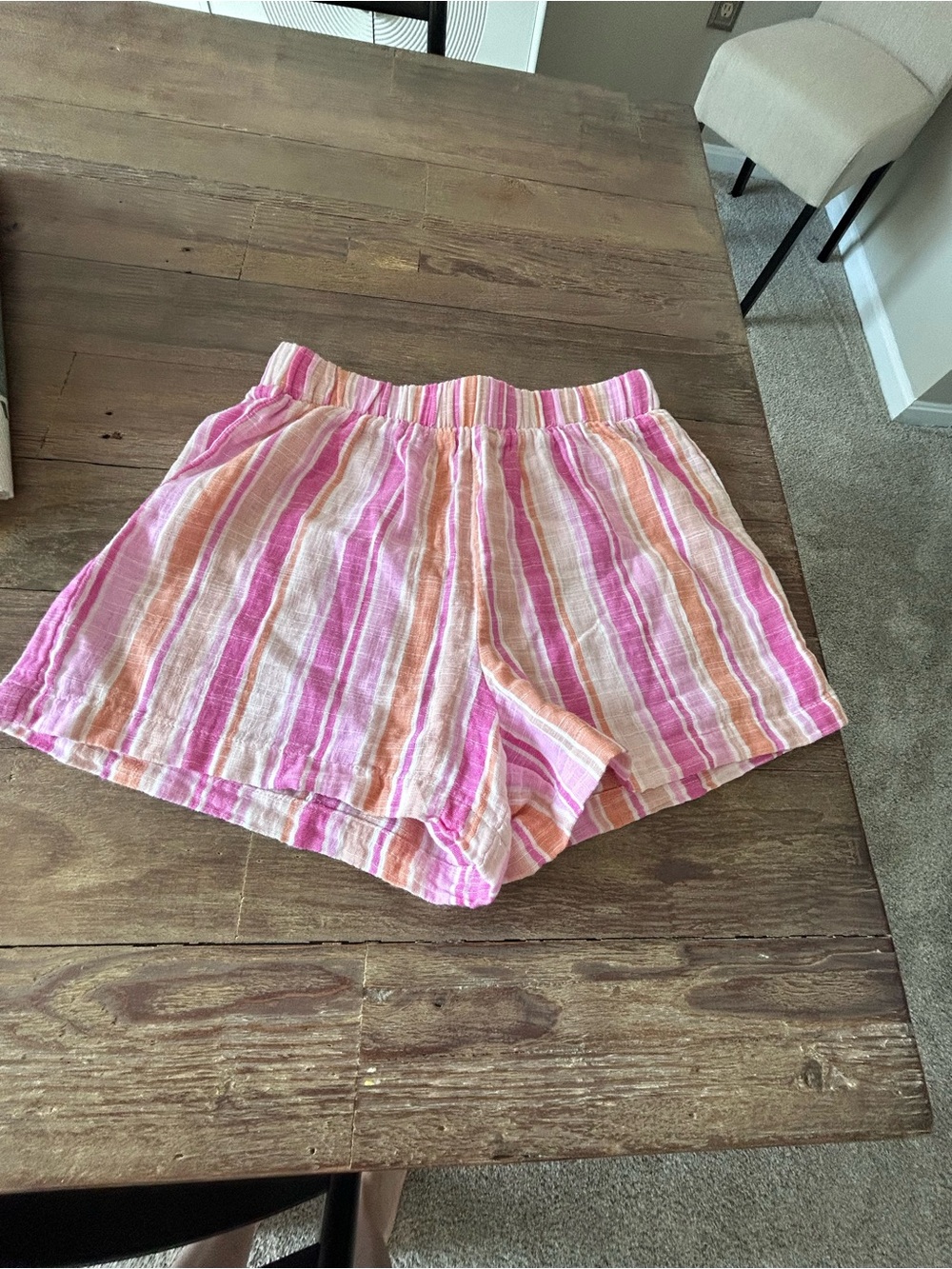 Z supply Women’s Pink Striped Linen-Blend Shorts